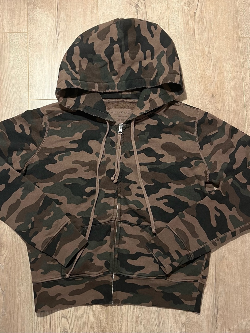 Nili Lotan Brown & Black Camo Zip Hoodie
